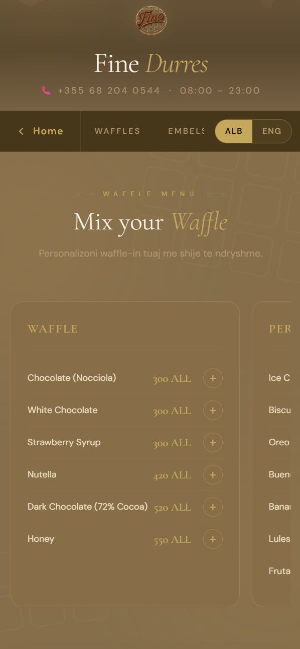 QR menu preview — FINE-snack bar